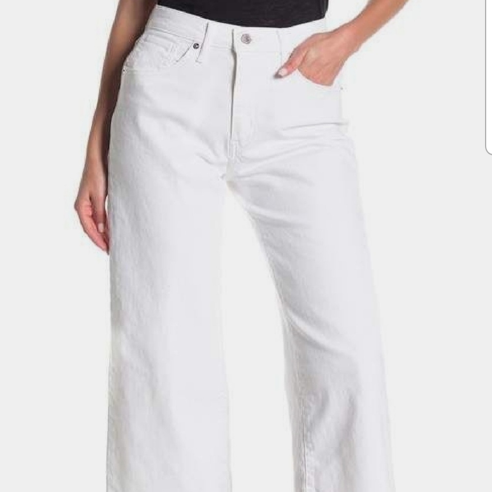 Levis mile high white wide leg crop jeans
